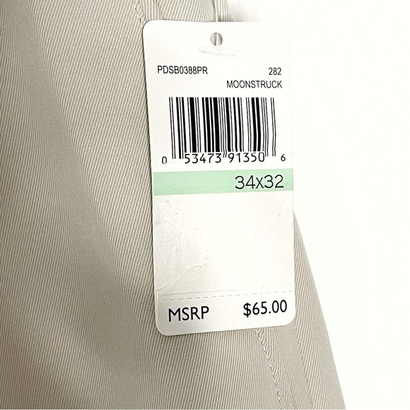 PGA Tour men Ultimate flat front golf pants light beige size 34x32 NWT - Picture 5 of 10